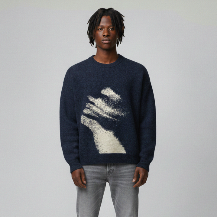 'Distorted' Graphic Knitted Sweater
