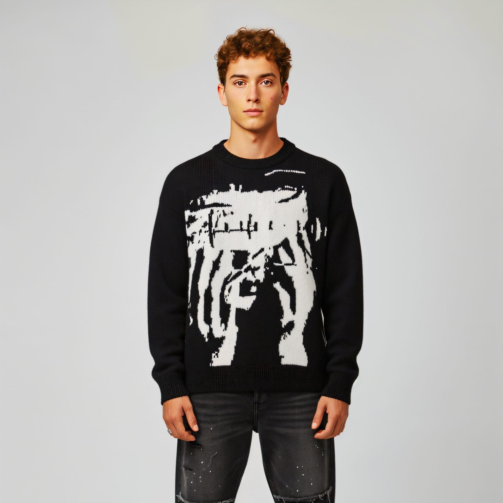 'Telepathy' Graphic Knitted Sweater